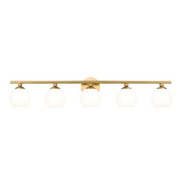 Z-Lite Neoma Vanity, 5-Light, 38.25 In.W x 6.75 In.L x 7.25 In.H, Modern Gold/Opal Etched 1100-5V-MGLD - main